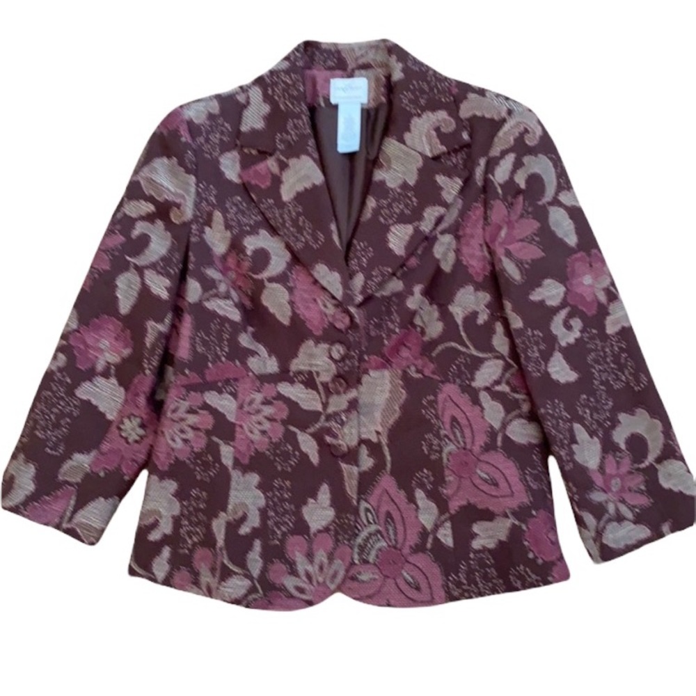 Emma James Cropped 3/4 Sleeve Fully Lined Print Blazer Jacket